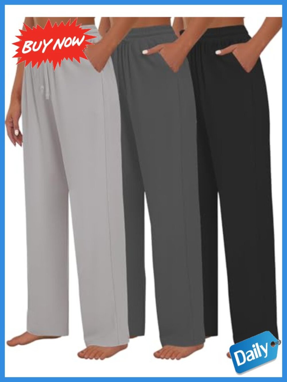 Women's Wide Leg Yoga Sweatpants Drawstring Lounge Joggers with Pockets